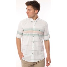 Fitmens Slim Fit Uzun Kol Panolu Keten Hediye Kutulu Kolay Ütülenebilir Erkek Gömlek(A.34) - Yeşil