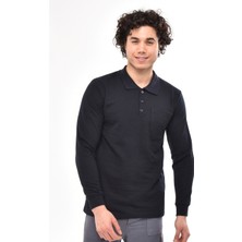 Çamdalı Iş Elbiseleri - Polo Yaka Lacivert 20/10 Iki Iplik Kışlık Iş Sweatshirt XXXL