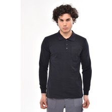 Çamdalı Iş Elbiseleri - Polo Yaka Lacivert 20/10 Iki Iplik Kışlık Iş Sweatshirt XXXL