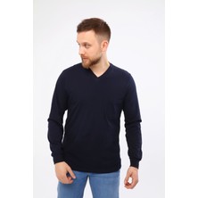 Çamdalı Iş Elbiseleri V Yaka Lacivert Uzun Kollu Sweatshirt Süprem Iş Tişörtü