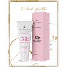 Jeuvenile SPF 50+ PINK Tone-Up Sunscreen Yüksek Korumalı Renk Tonu Eşitleyici Pembe Güneş Kremi 50 ml