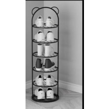 Trendesk Metal Çok Amaçlı Raf  6  Katlı Siyah Ayakkabılık 105*30*14