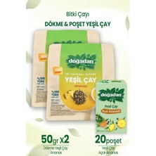 Doğadan Dökme Yeşil Çay Ananas 50 gr x 2 Adet + Yeşil Çay Açai Ananaslı Poşet Çay