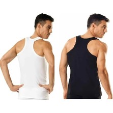 Tutku Erkek Ribana Sporcu Rambo %100 Pamuk Atlet 6'lı Paket (3 Beyaz - 3 Siyah)