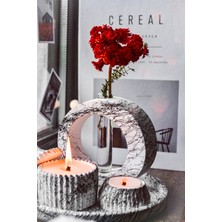 Ersu Store  5 Parça Mermer Desen Dekoratif Beton Vazo ve Vanilya Kokulu Soya Wax Mumluk Takımı