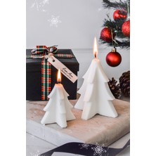 Ersu Store  Soya Wax Ikili Dekoratif Tasarım Çam Ağacı Yeni Yıl Mum