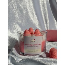 Jeane Home Decor Candles Strawberry Cupcake Çilekli Mum Aromaterapi Vanilya Kokulu Hediyelik Pembe