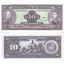 Emir Collection Venezuela 1995 Yılı 10 Bolivares Çil(Unc) Koleksiyon Para