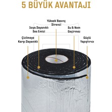 Güçlas 6 mm x 30 Cm x 5  Mt Oto Yalıtım Malzemesi Folyolu Isı Ses Yalıtım Süngeri Alüminyum Takviyeli