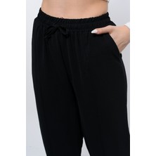 Sh Mağazacılık Ince Yazlık Kadın Yüksek Bel Rahat Salaş Pamuklu Slouchy Fit Basic Beli Lastikli Bilek Boy Pantolon