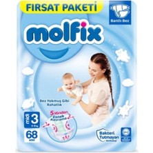 Molfix Bebek Bezi 3 Beden Midi Fırsat Paketi 68 Adet