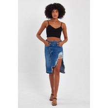 Alexander Gardi ALEXANDERGARDİ ÖZEL KOLEKSİYON YIRTIK DETAYLI DENİM ETEK (46-200)