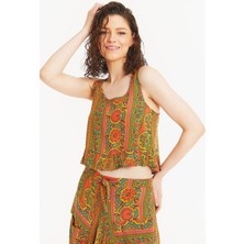 Los Banditos Kalın Askılı Crop Bluz