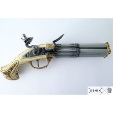 Denix Koleksiyon Grubu-Revolvıng 4 Barrel Flıntlock Pıstol, France 18TH. C.-JDNX1310