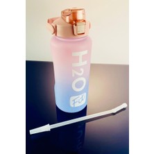 Ily H2O Fit Motivasyonel 2 Li Set Su Matarası, Su Şişesi, Suluk ve Tritan Sporcu Matarası (Pembe-Mavi)