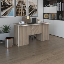 Kenzlife ofis masası kuma kengo crd 75*160*60 raflı dolap çiftli eşkenar bilgisayar çalışma masası