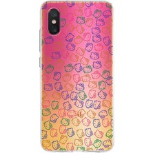 Printify Xiaomi Mi 8 Pro ile Uyumlu Kapak Sevimli Karakterler Tasarımlı Şeffaf Silikon Kılıf