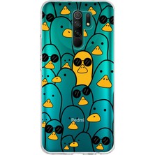 Printify Xiaomi Redmi 9 ile Uyumlu Kapak Sevimli Karakterler Tasarımlı Şeffaf Silikon Kılıf