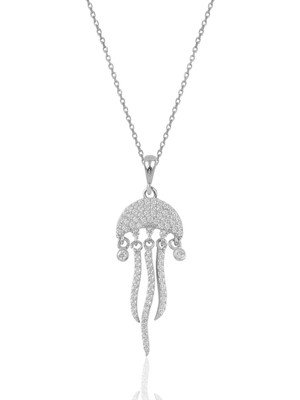 Söğütlü Silver Gümüş Rodyumlu Zirkon Taşlı Deniz Anası Figürlü Kolye