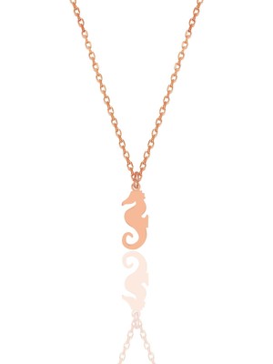 Söğütlü Silver Gümüş Rose  Deniz Atı Kolye