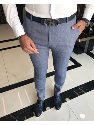 Terzi Adem Italyan Stil Slim Fit Erkek Kumaş Pantolon Lacivert T9785