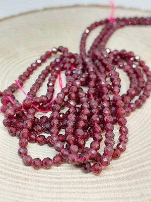 Yaşam Tohumu Lal (Garnet - Granat ) Taşı Yarım Dizi 3mm (17CM Uzunluğundadır)