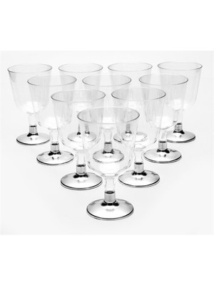 Depposite Plastik Şarap Kadeh Seti Gümüş Ayaklı 6 Adet 66 x 110 mm