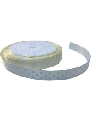 Depposite Saten Kurdele Puantiyeli Benekli Kurdele 1 cm - 10 Metre Krem