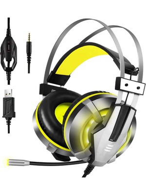 Heptek İletişim LED Işıklarıya Göz Alıcı Görünümlü Kulak Üstü Kablolu Kulaklık (Eksa E800 3.5mm Kulaklık)