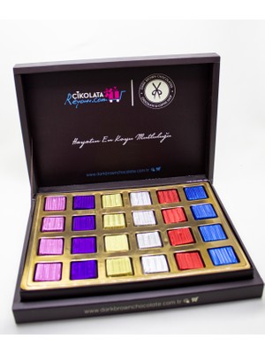 Dark Brown 24 Adet Kare Renkli Sargılı Sütlü  Çikolata Kutulu