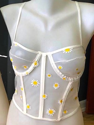 Süsen Lingerie Papatya Desenli Iç Çamaşırı Korse Sütyen ,  ,günlük, Özel Gün