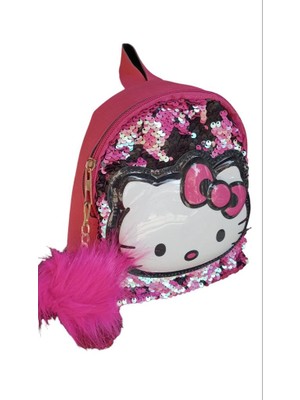 Dzc Kuzenler Avm Payetli Pullu Işıklı Çocuk Sırt Çantası Ponponlu Hello City Fuşya