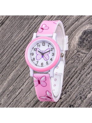 Saattino Pembe Kelebek Figürlü Analog Rakamlı Kız Çocuk Kol Saati ST-304350