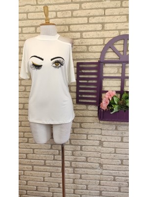 Balmin Göz Detay Kesik Yaka Süprem Kumaş Bluz