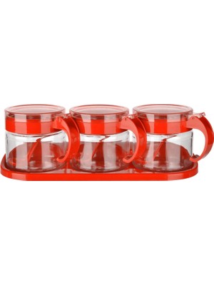Titiz Lily Kaşıklı Baharatlık Set 3'lü Kırmızı