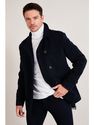 Buratti Slim Fit Cepli Pamuklu Kaşe Kaban Erkek Kaban 5841015