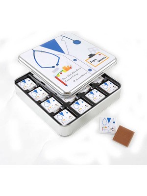 ​Doktora Hediye 32 Adet Madlen Çikolata Metal Kutu (Mavi)