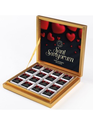 Sevgililer Günü Hediyesi 32 Adet Madlen Çikolata Gold Kutu - Siyah