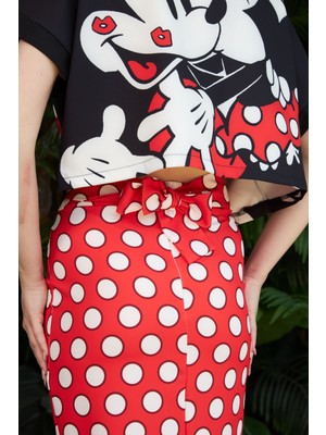 Marina Boutique Mickey Fiyonk Detaylı Crop Etek Takım