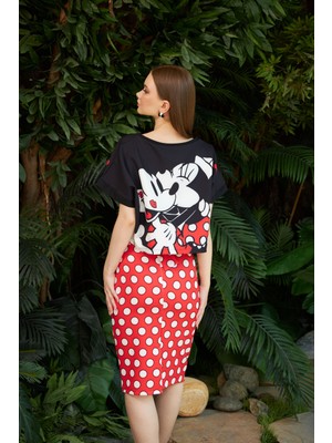 Marina Boutique Mickey Fiyonk Detaylı Crop Etek Takım