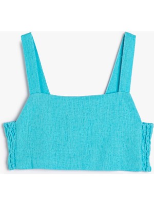 Koton Crop Keten Bluz Askılı Arkası Pencere Detaylı Gipeli