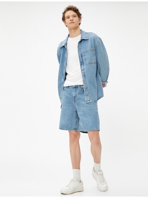 Koton Oversize Kot Şort Düğmeli 5 Cepli Pamuklu