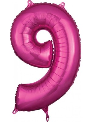 Kidspartim 9 Rakam Koyu Pembe Folyo Balon 80 cm