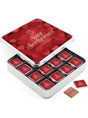Sevgililer Günü Hediyesi 32 Adet Madlen Çikolata Metal Kutu - Kırmızı