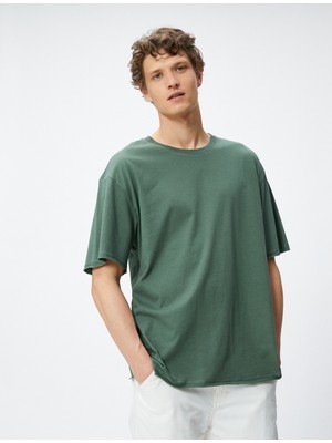 Koton Oversize Tişört Basic Yarım Kollu Bisiklet Yaka