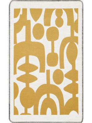 Eko Halı Arya Neo Arn 07 White Yellow Yıkanabilir Kaymaz Tabanlı Modern Pamuk Kilim