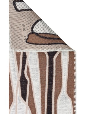 Eko Halı Arya Neo Arn 06 Brown White Yıkanabilir Kaymaz Tabanlı Modern Pamuk Kilim