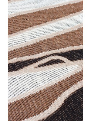 Eko Halı Arya Neo Arn 06 Brown White Yıkanabilir Kaymaz Tabanlı Modern Pamuk Kilim