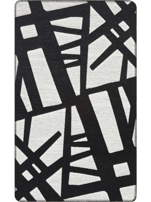 Eko Halı Arya Neo Arn 05 White Black Yıkanabilir Kaymaz Tabanlı Modern Pamuk Kilim