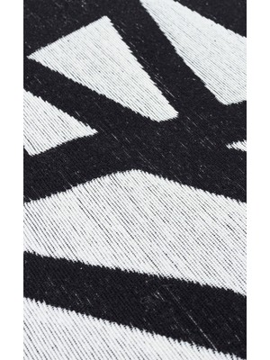 Eko Halı Arya Neo Arn 05 White Black Yıkanabilir Kaymaz Tabanlı Modern Pamuk Kilim